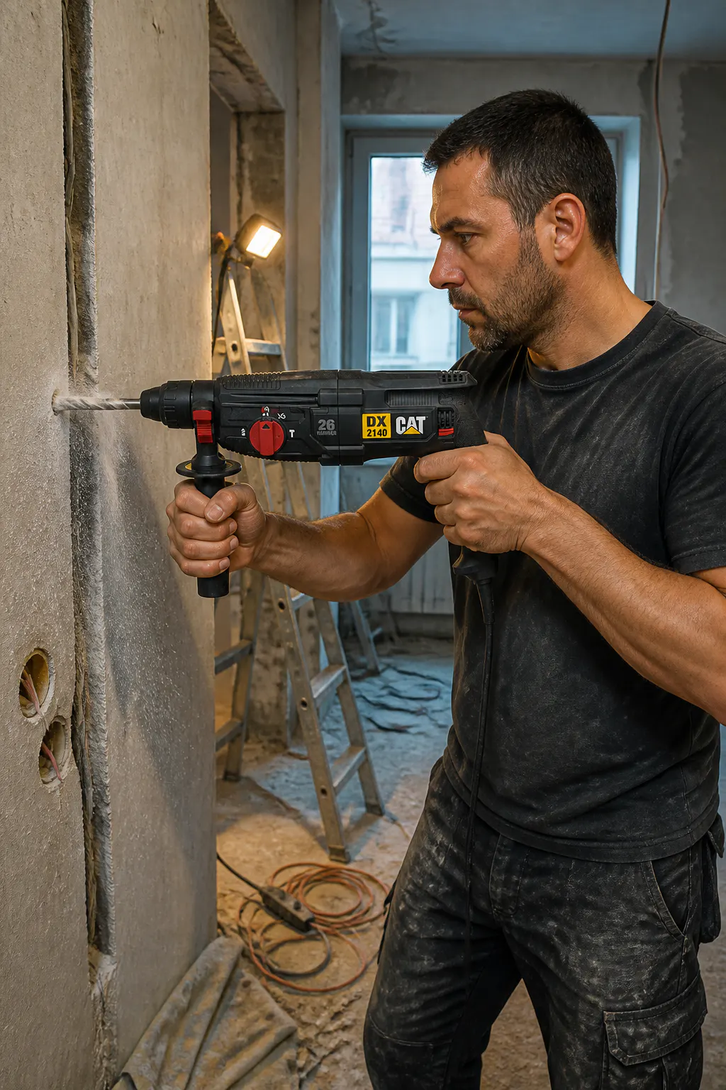 Contractor using the DX2140 on a jobsite