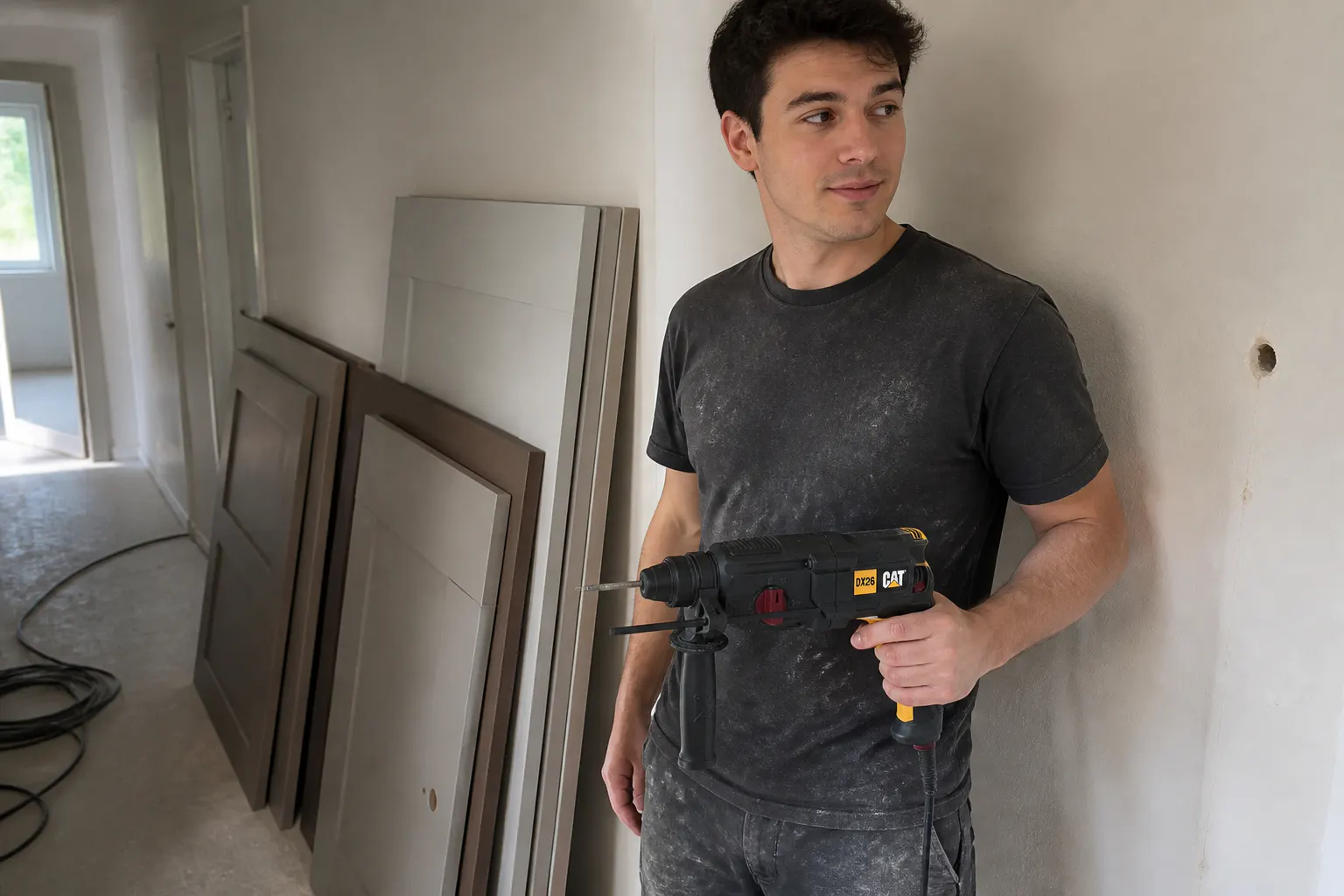 DX26 in its carry case on a renovation site