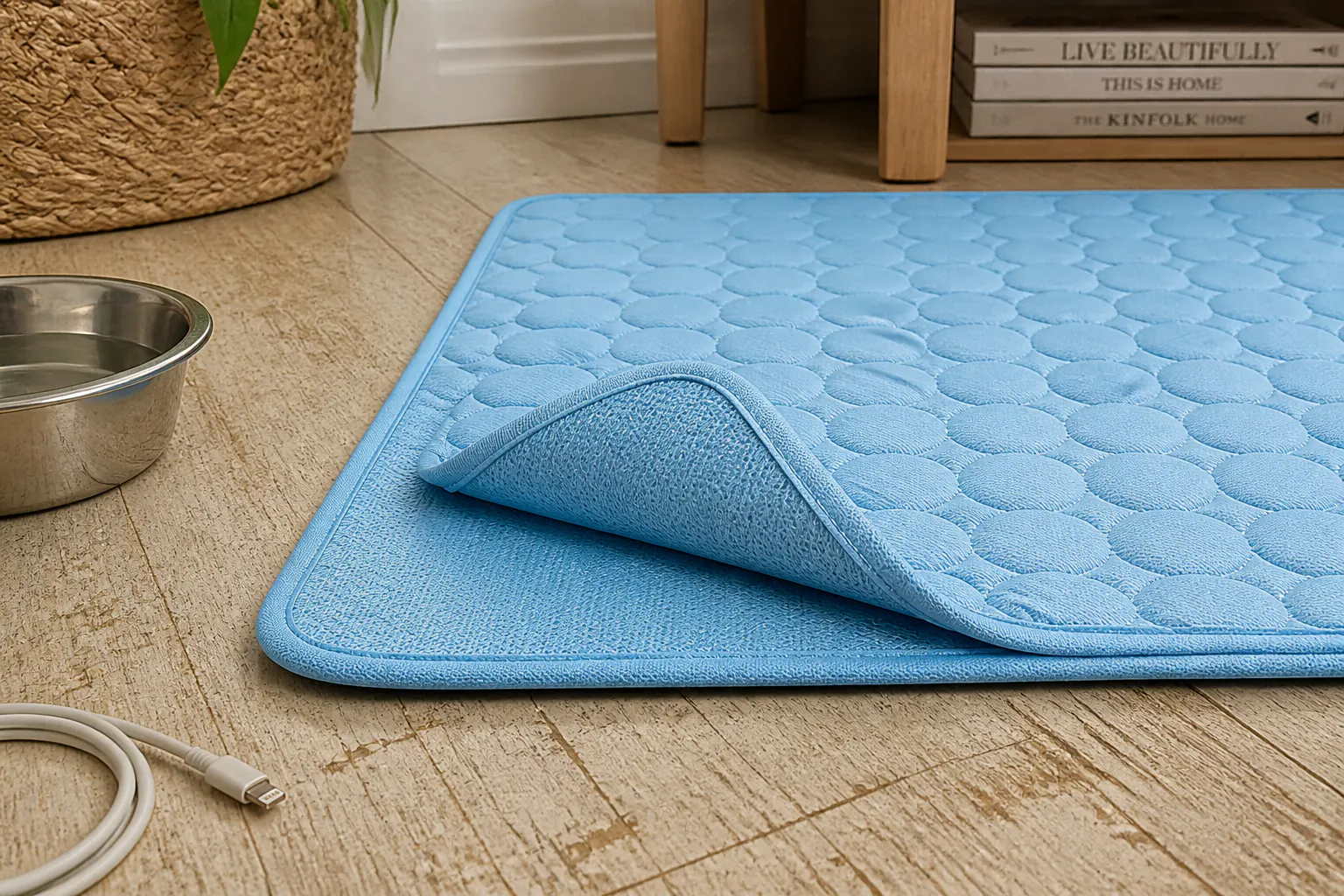 HappyPaws mat cut open showing solid ice-silk fabric with nothing inside