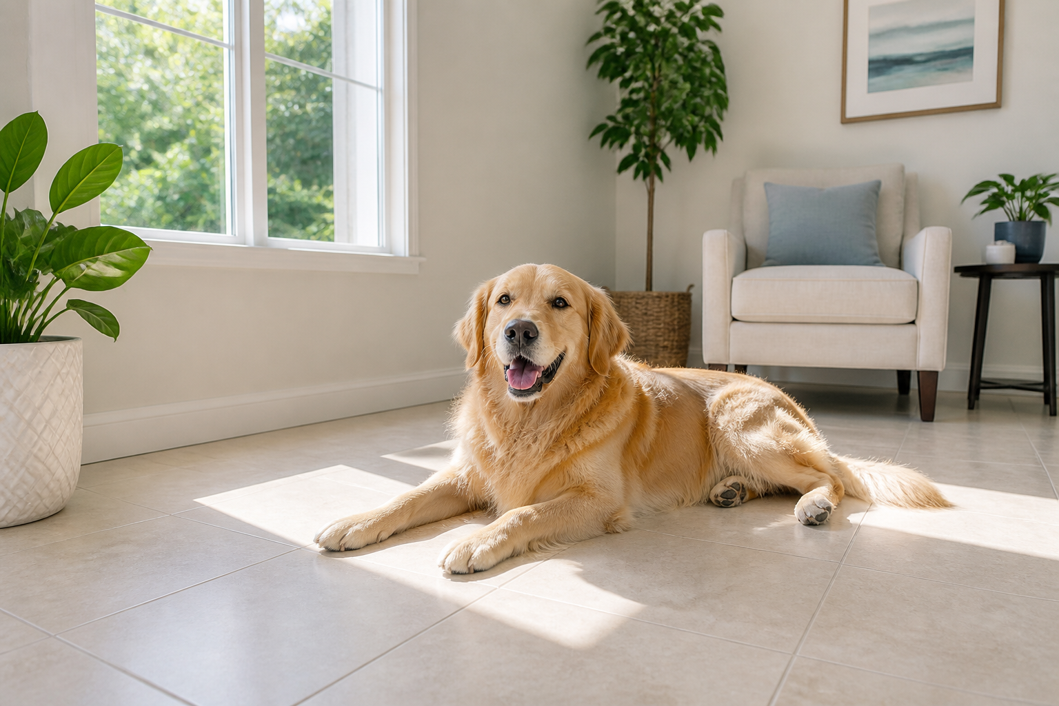 A content dog resting on the HappyPaws cooling mat