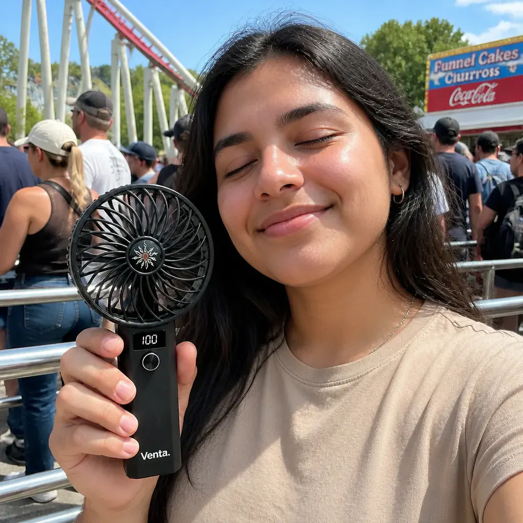 Ventra JetBreeze 100 handheld turbo fan blasting airflow