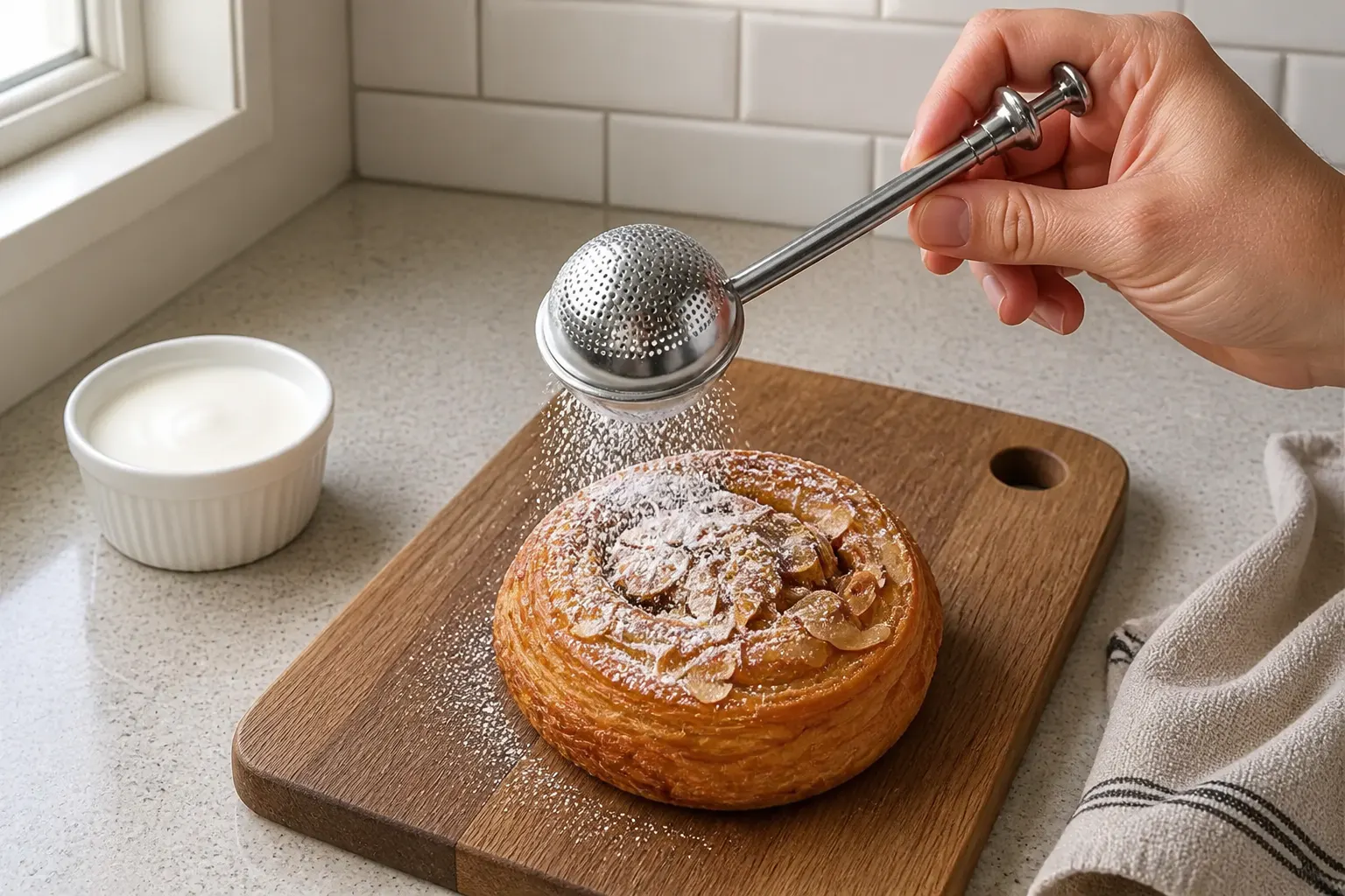 Evenly dusting rice flour across a sourdough banneton with the Ventra wand