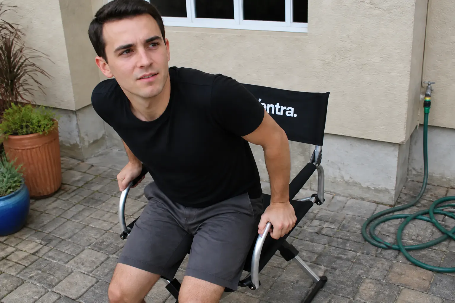 Sarah M.'s chair outdoors