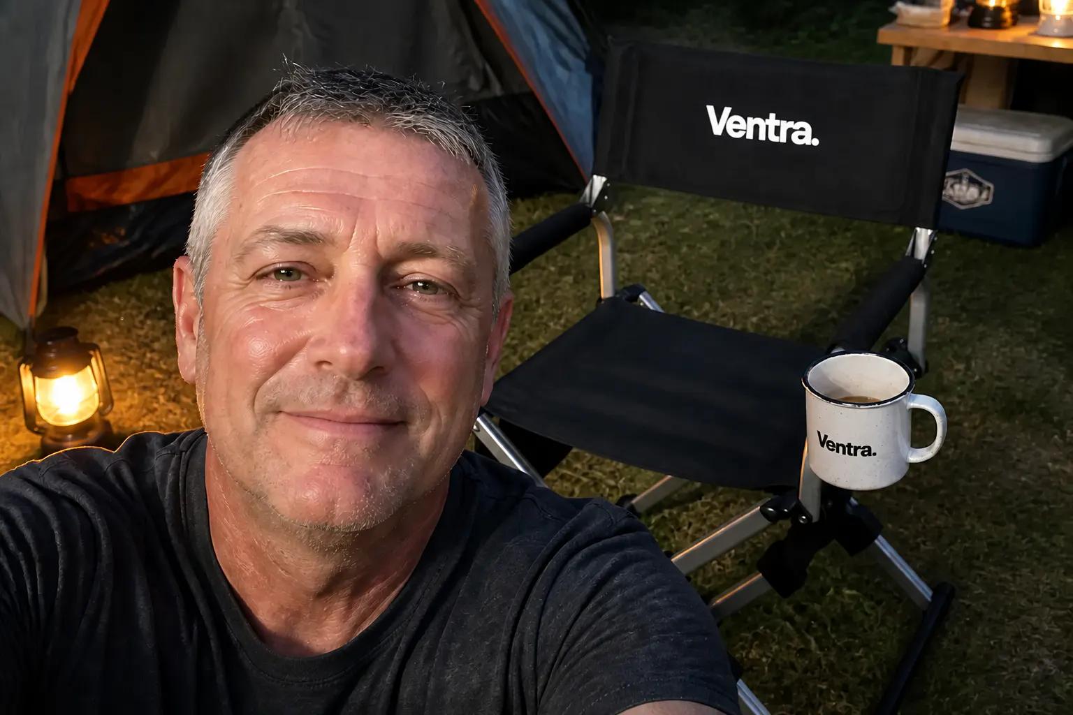 Marcus T.'s chair outdoors