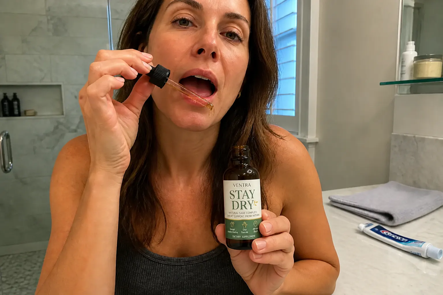 A dropper of sage placed under the tongue