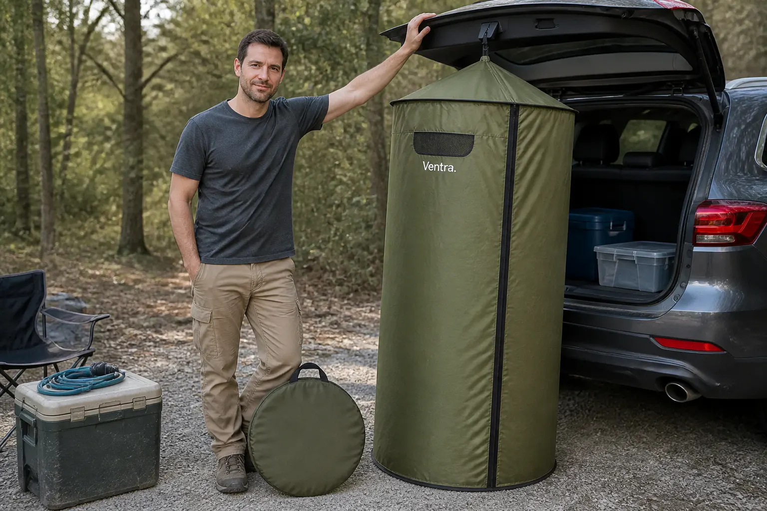 Ventra set up at a campsite off-grid