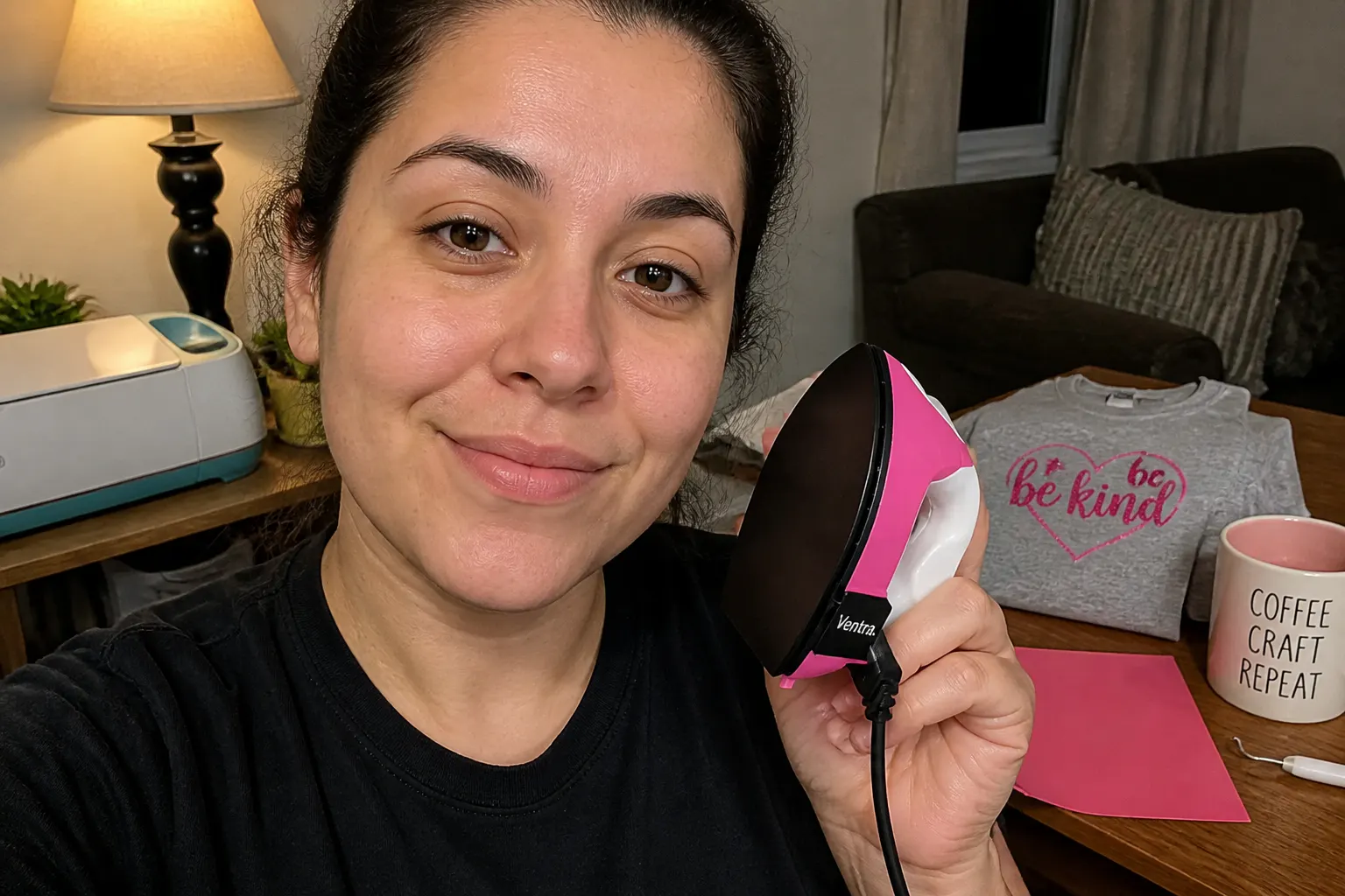 Renae F. using the Ventra mini press