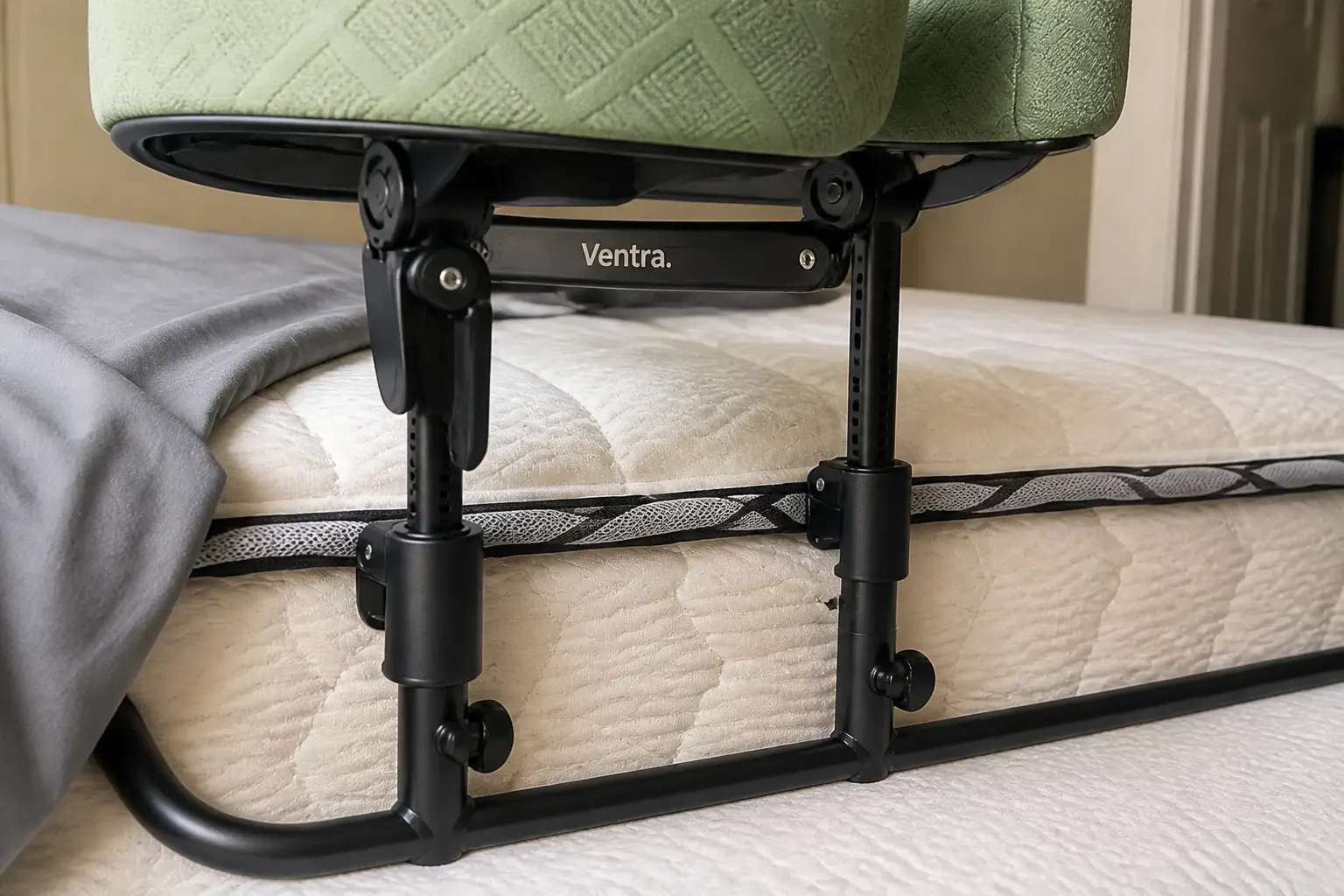 Close-up of the premium steel frame of the SpaRest cradle