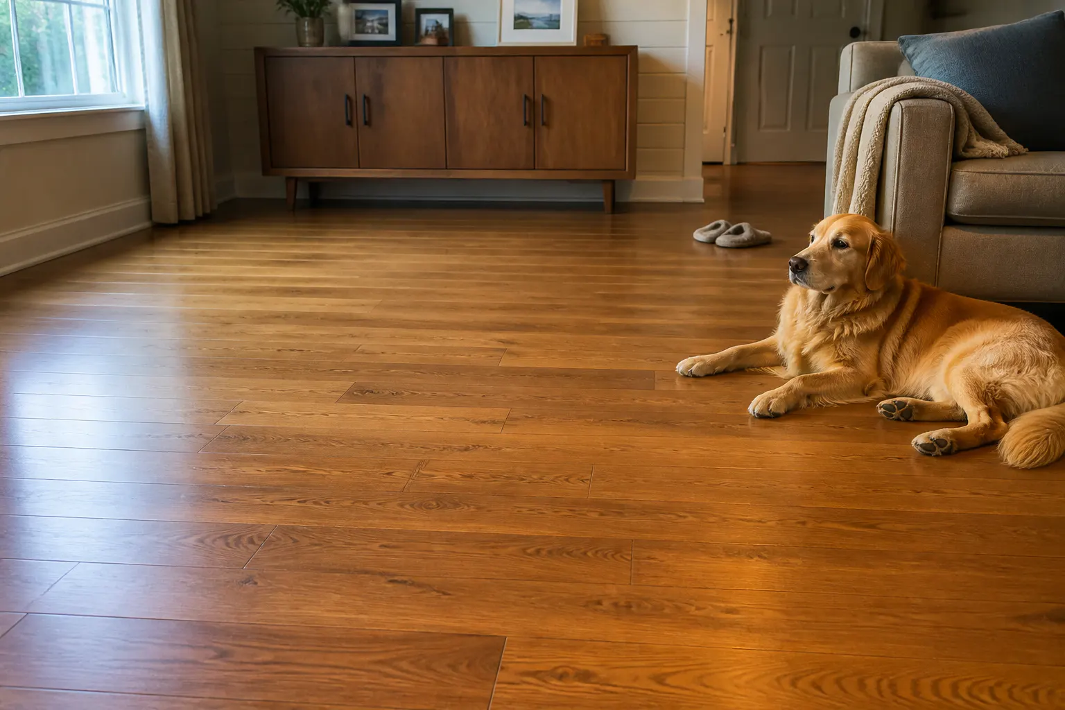 A clean, hair-free floor in a pet home after using Ventra
