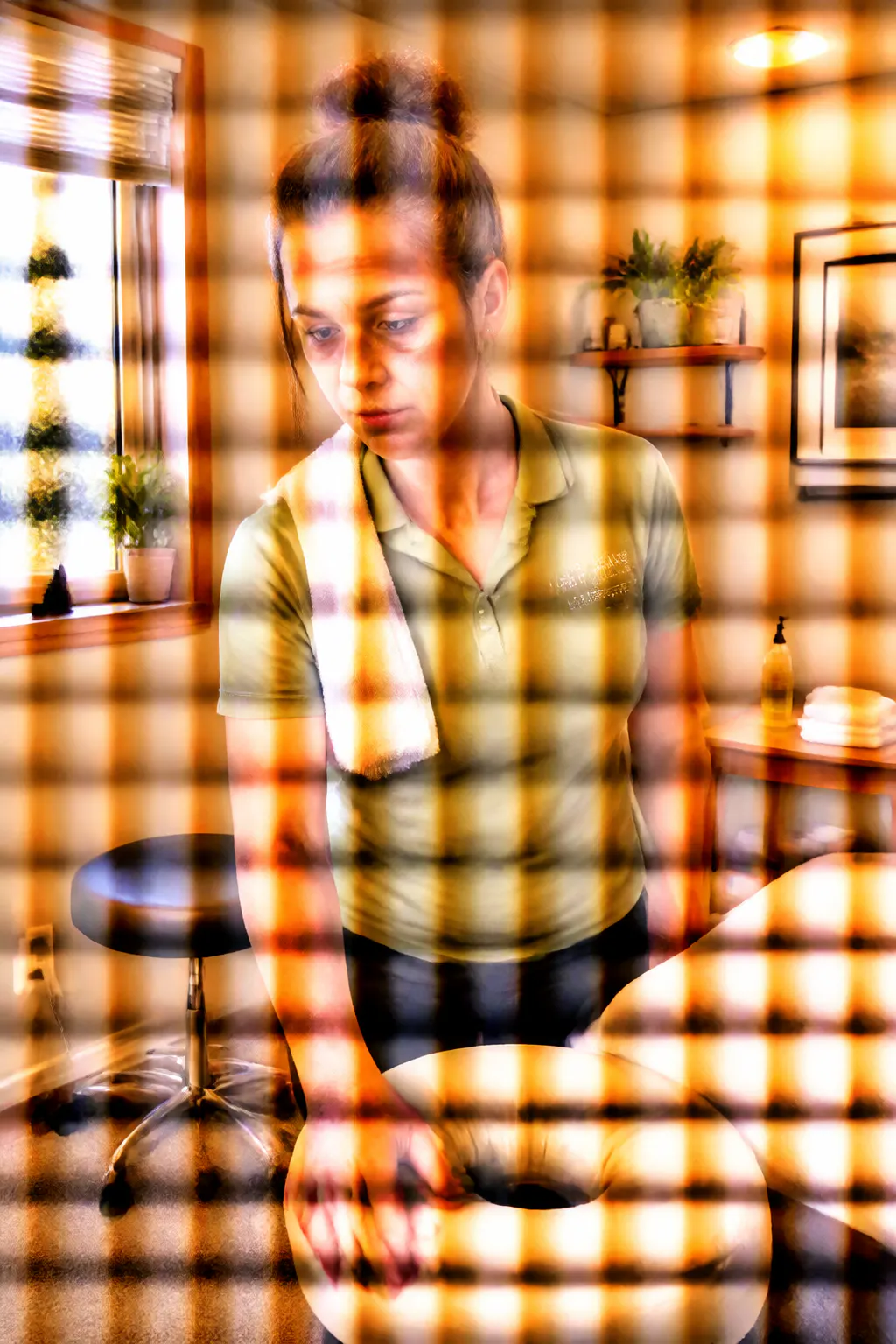 Licensed massage therapist demonstrating the SpaRest face cradle