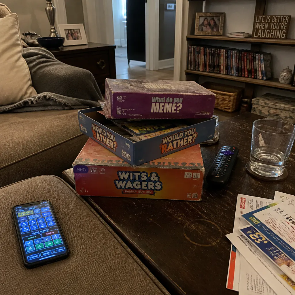 A stack of forgotten party games gathering dust