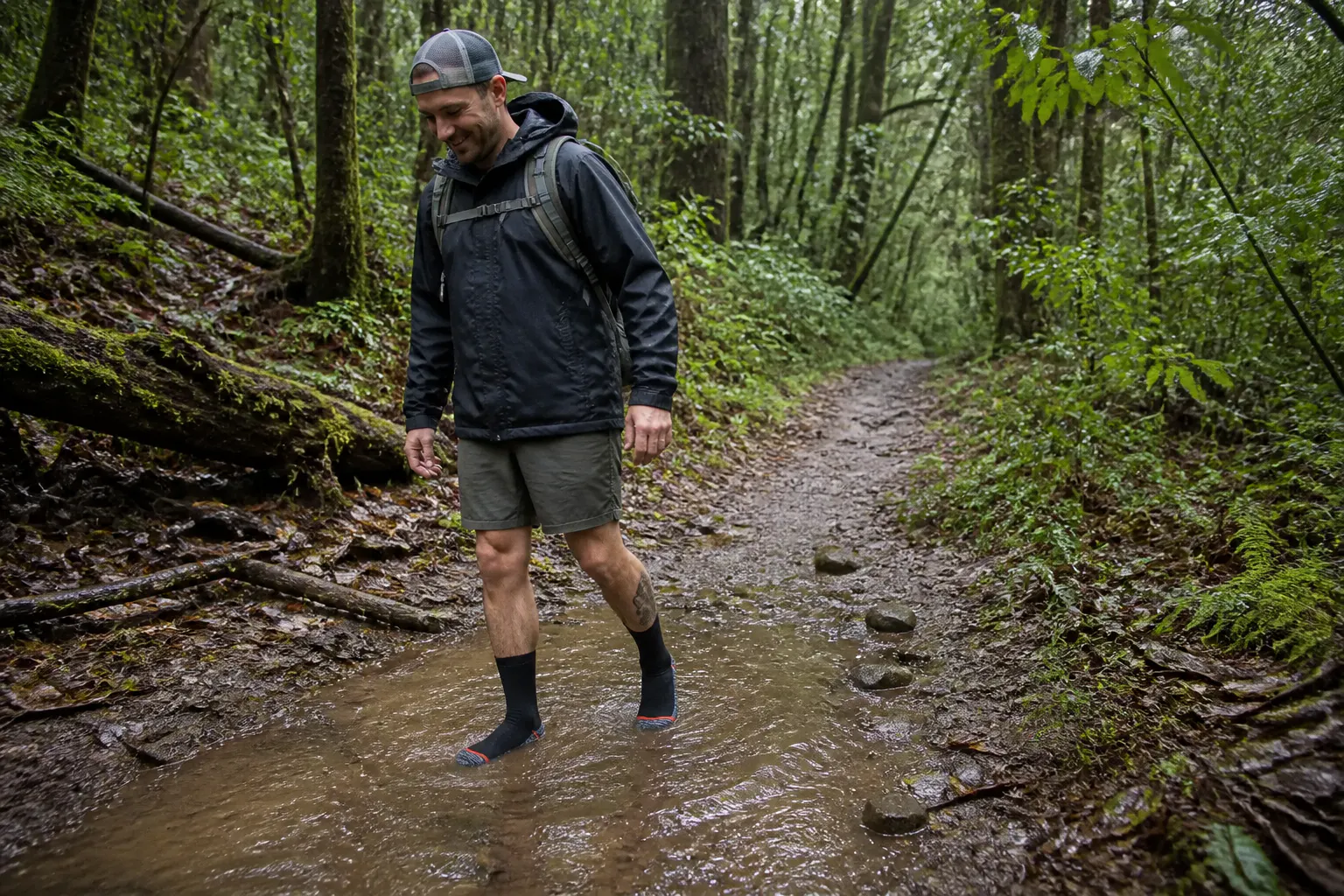 Rainy trail hikes