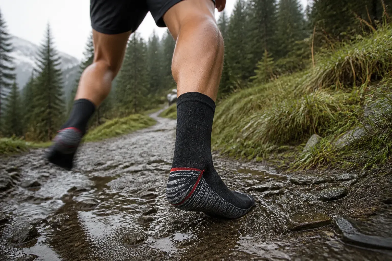 Wet trail running