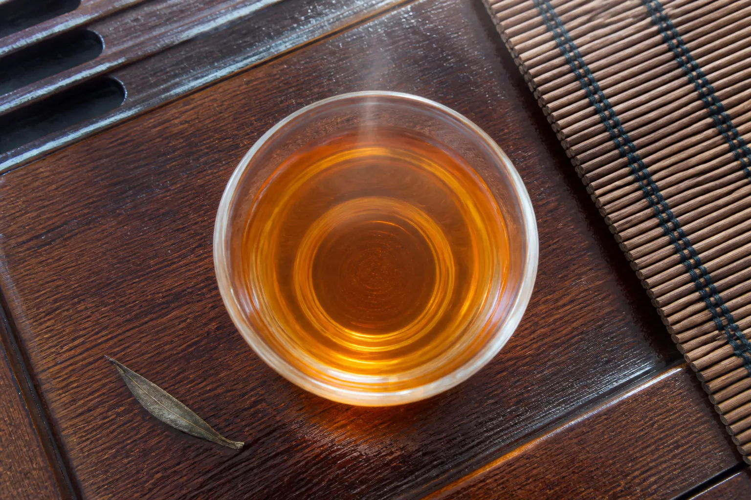 A clean sediment-free cup of tea with no leaf debris at the bottom