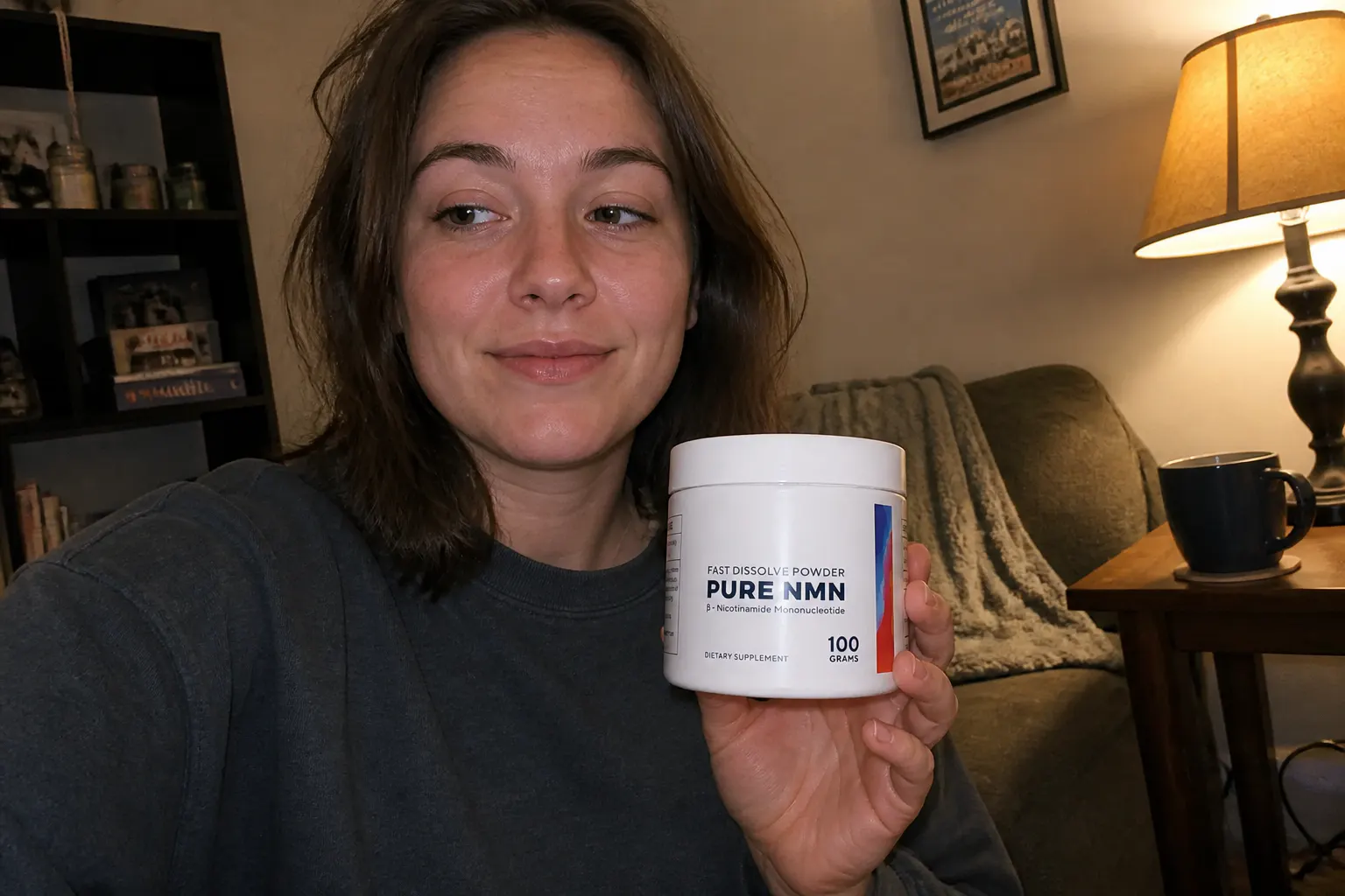 Ventra NMN tub on a kitchen counter beside a glass of water