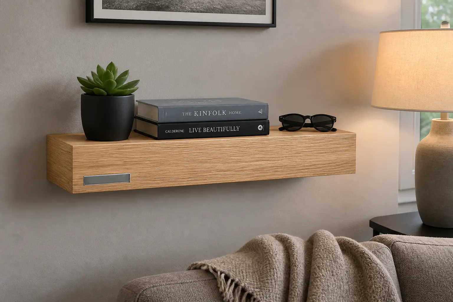 Décor placed on top of the shelf as camouflage