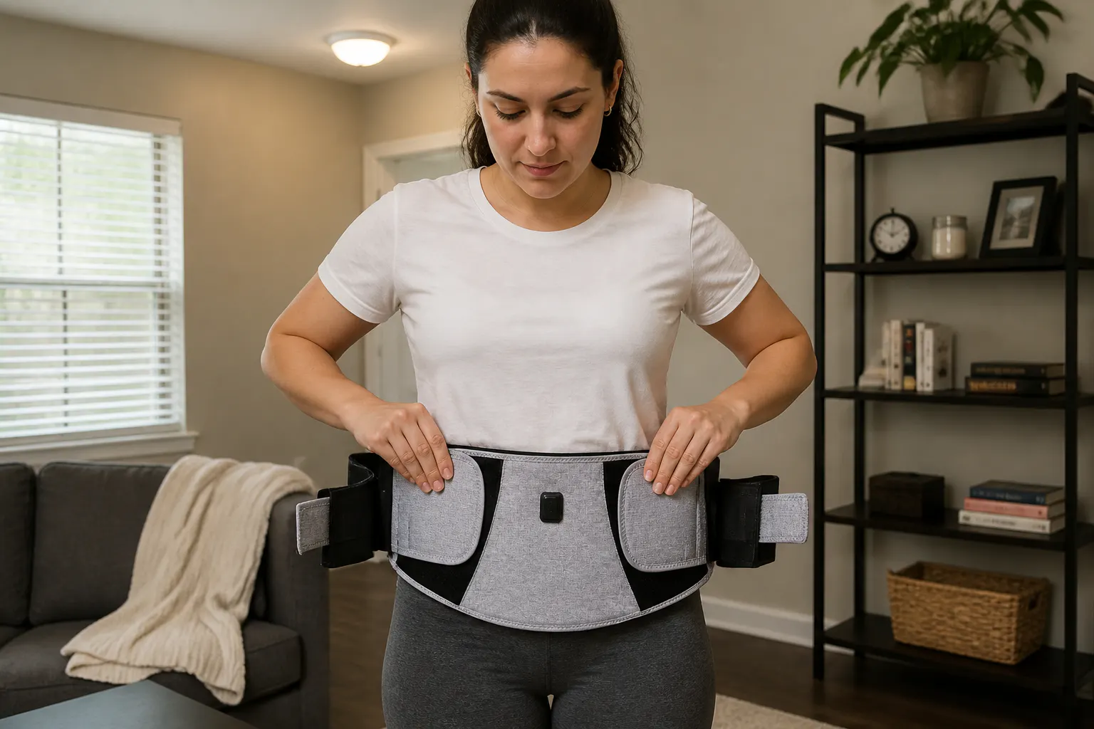 Wrapping the Ventra band low around the waist