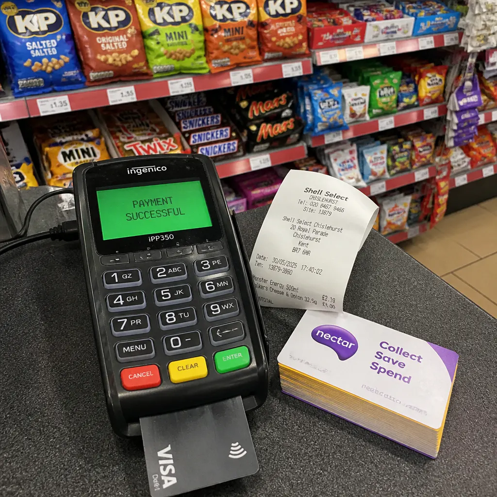 Terminal screen showing approved after the tap