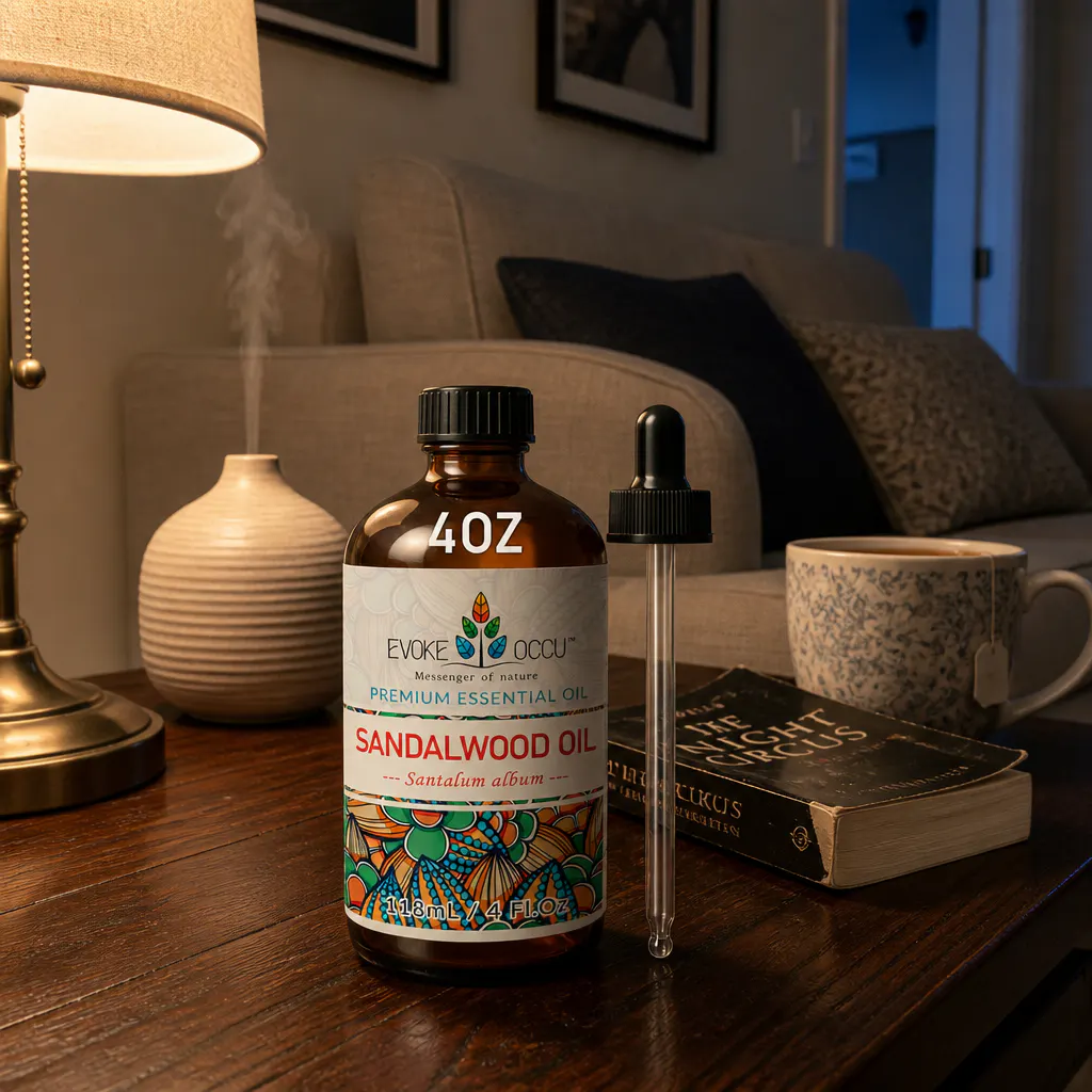 Amber sandalwood oil bottle with glass pipette