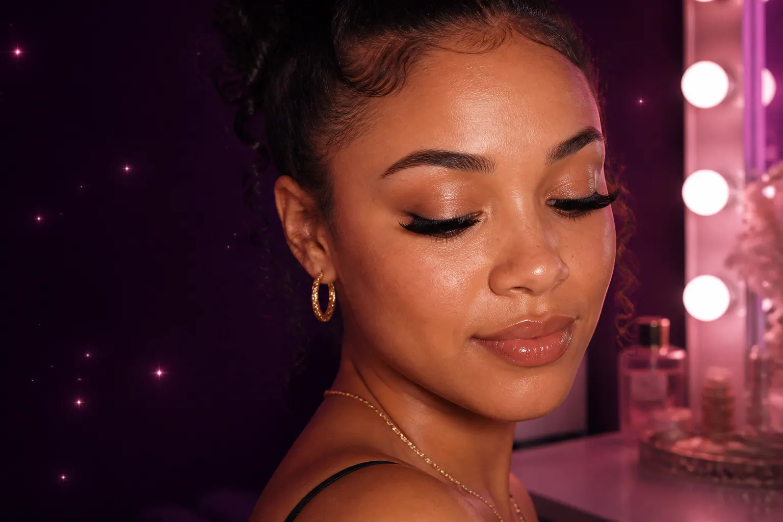 Diverse women with glam lashes on a night out