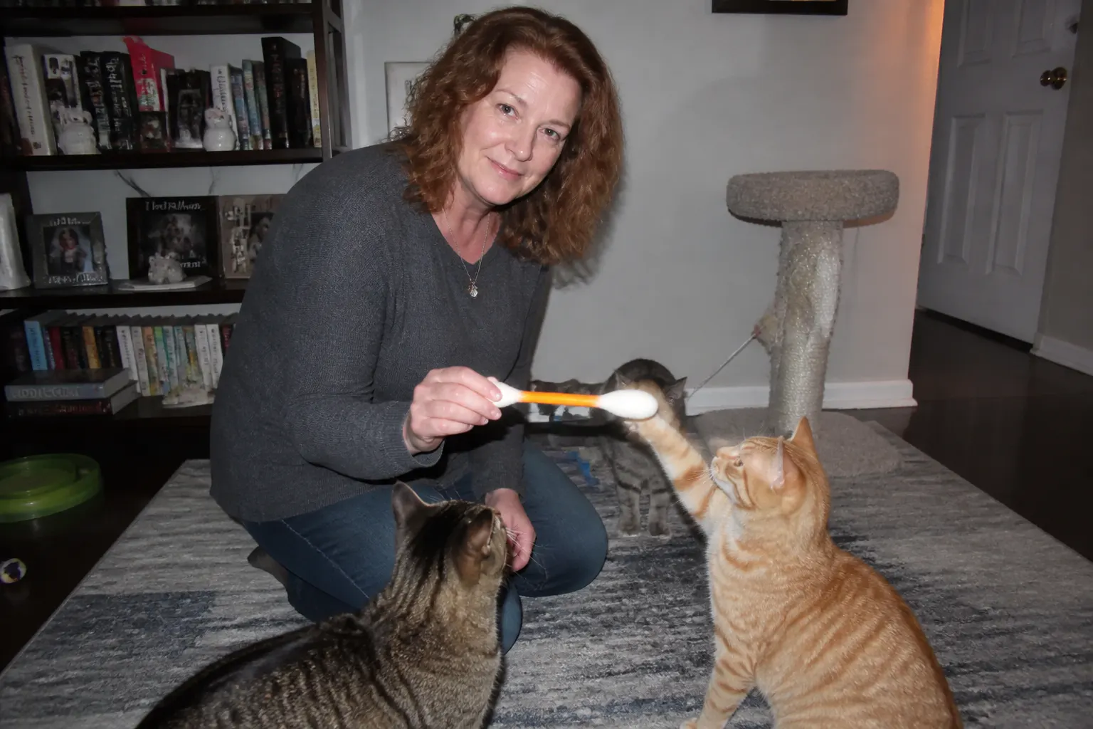 Janet M.'s cat with the catnip swab