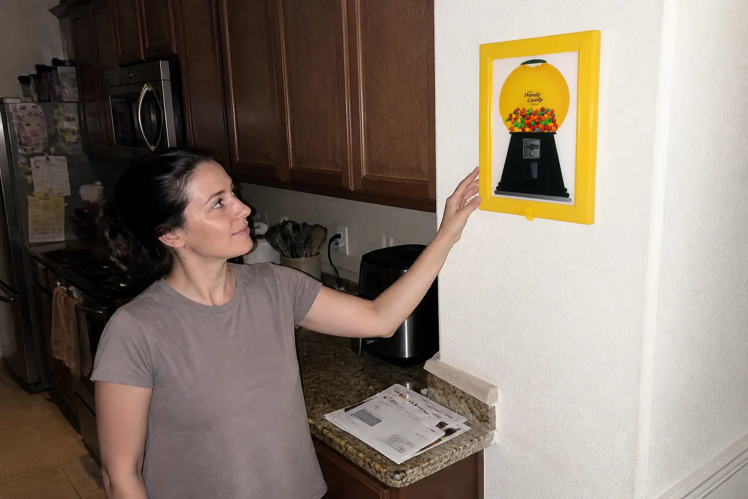 Candy frame on kitchen wall