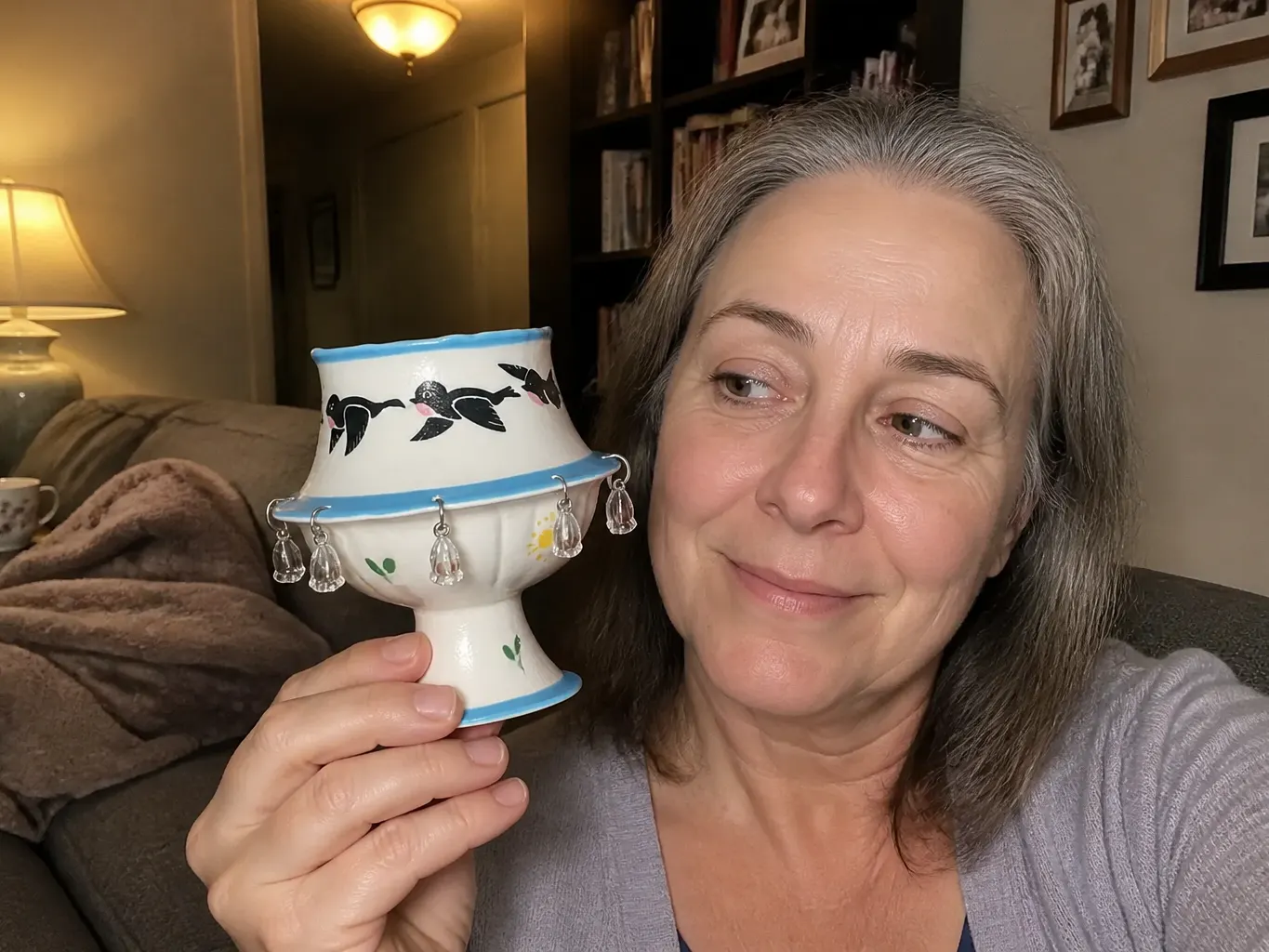 The ceramic pedestal cup styled on a cottage dining table