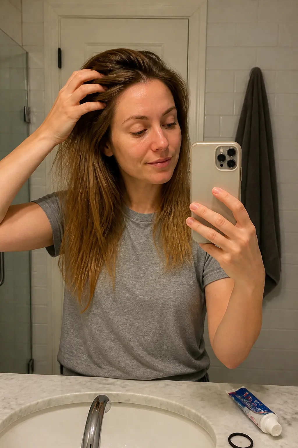 Fine-haired woman with soft, clean, non-greasy roots