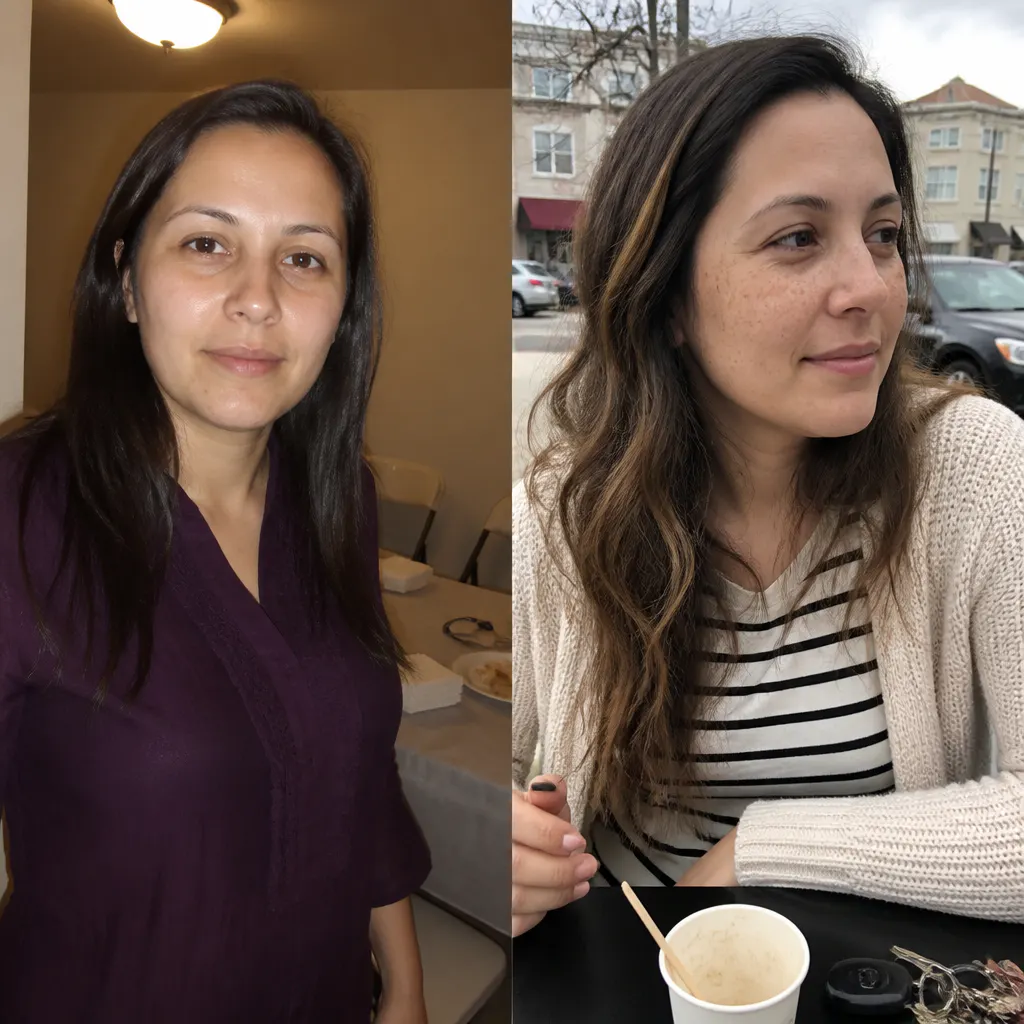 Before and after freckle application - Amara O.