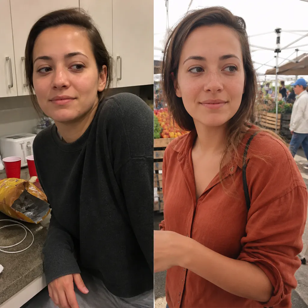 Before and after freckle application - Hannah T.