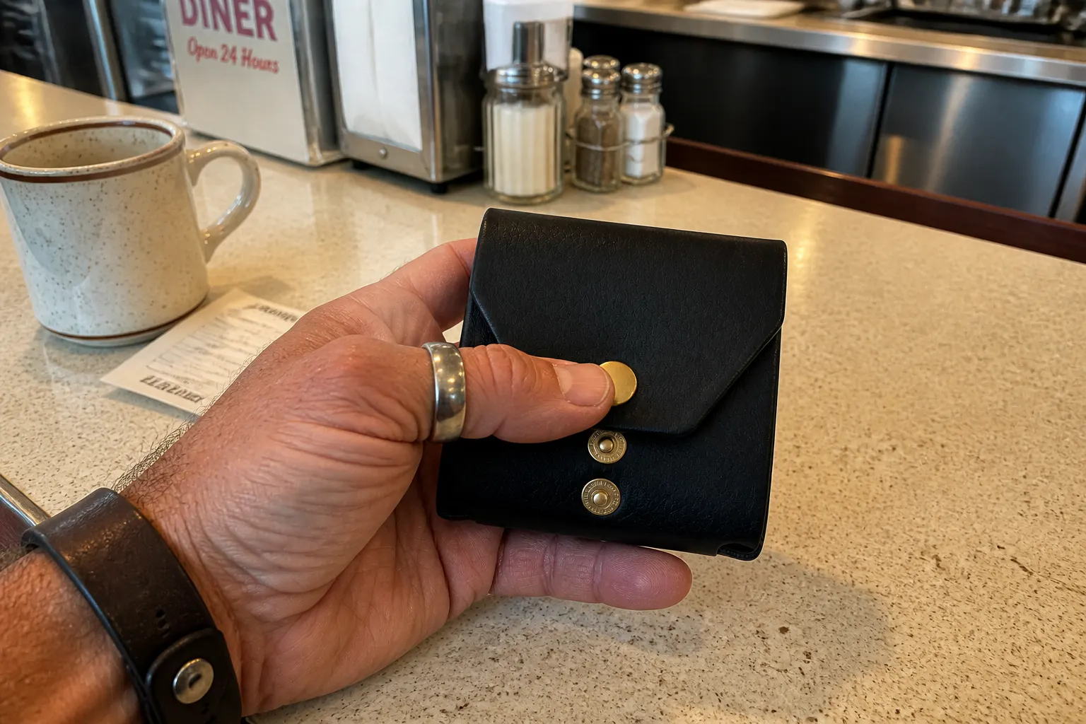 Built-in pen slot holding a slim pen