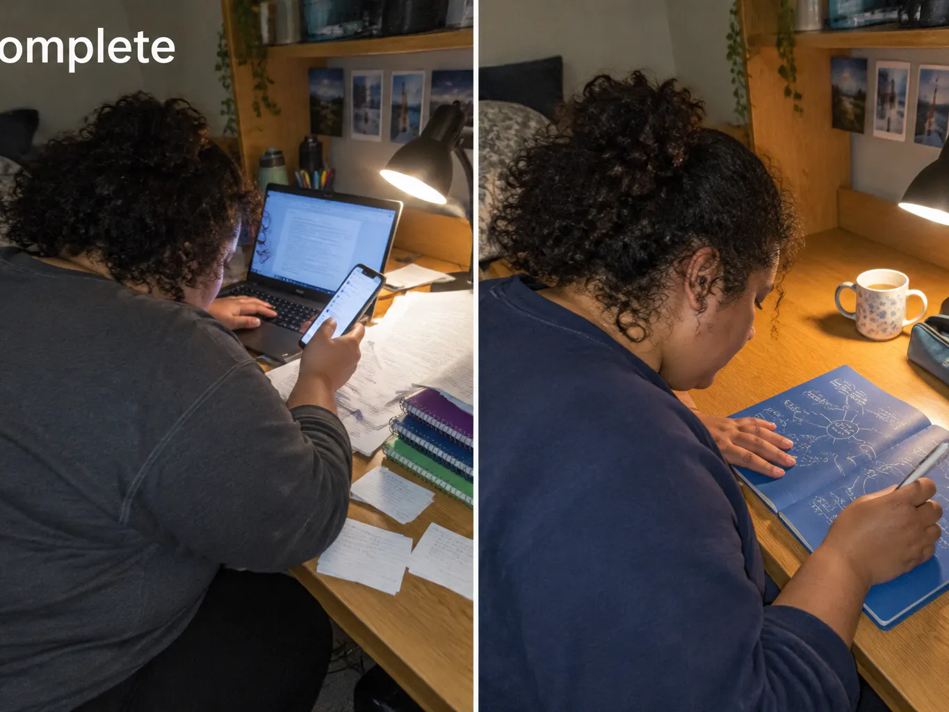 Before and after - a laptop full of tabs becoming one open notebook spread
