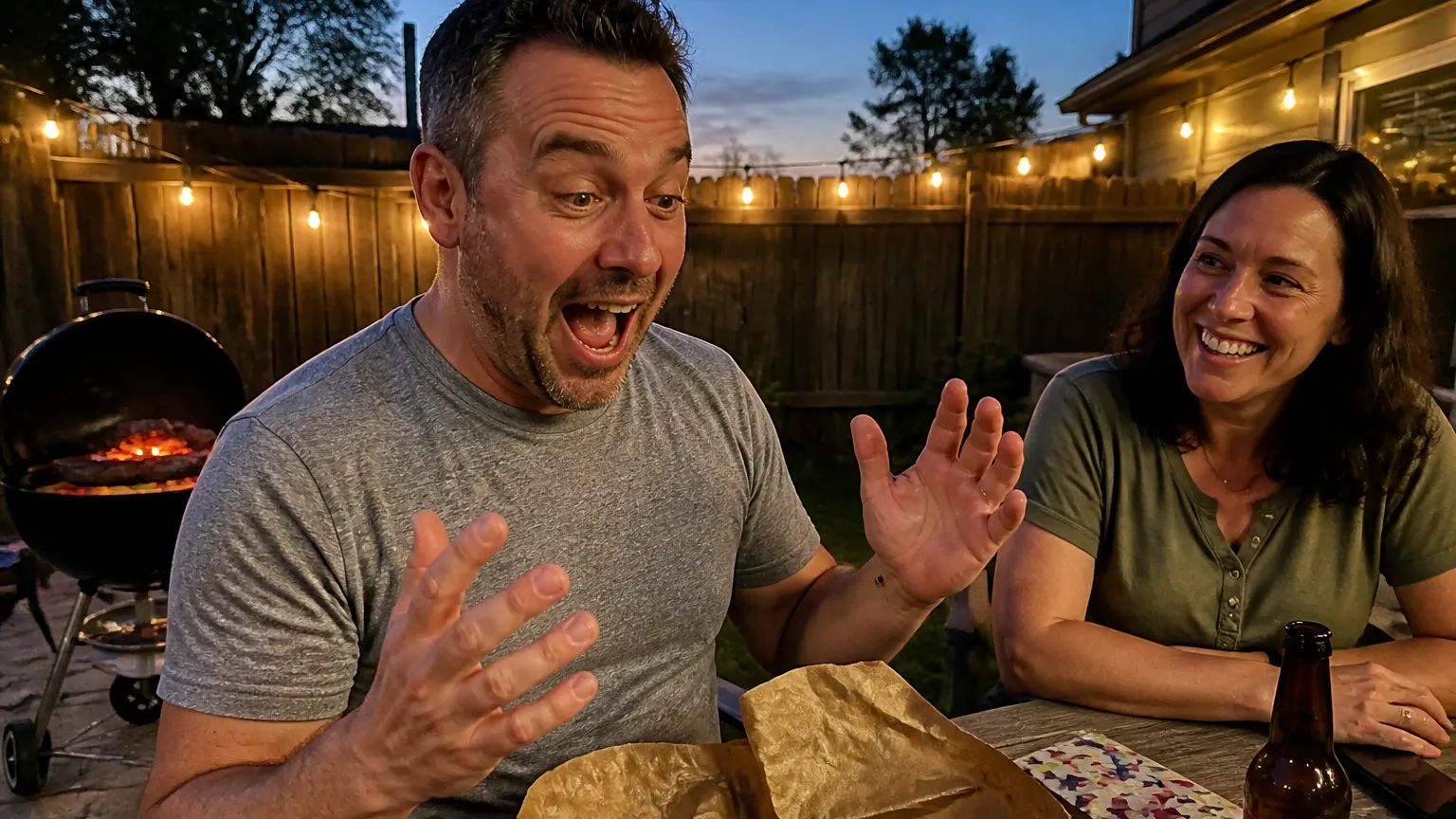 Man reacting to opening the BlazeTrigger torch gift