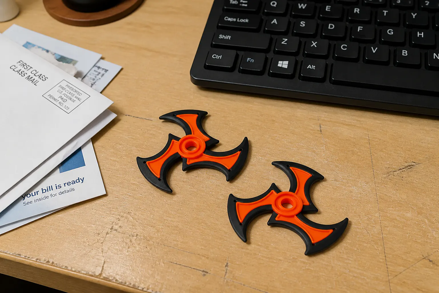 Set of soft foam ninja throwing stars in red and blue