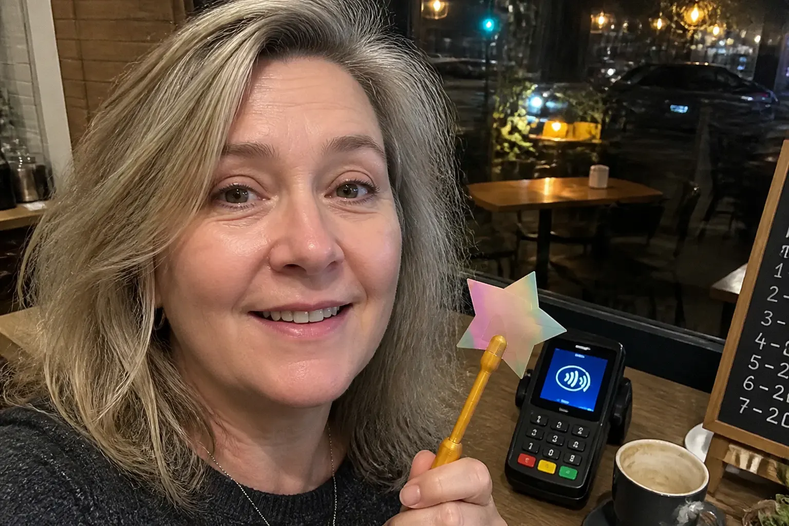 Owner using the wand at checkout