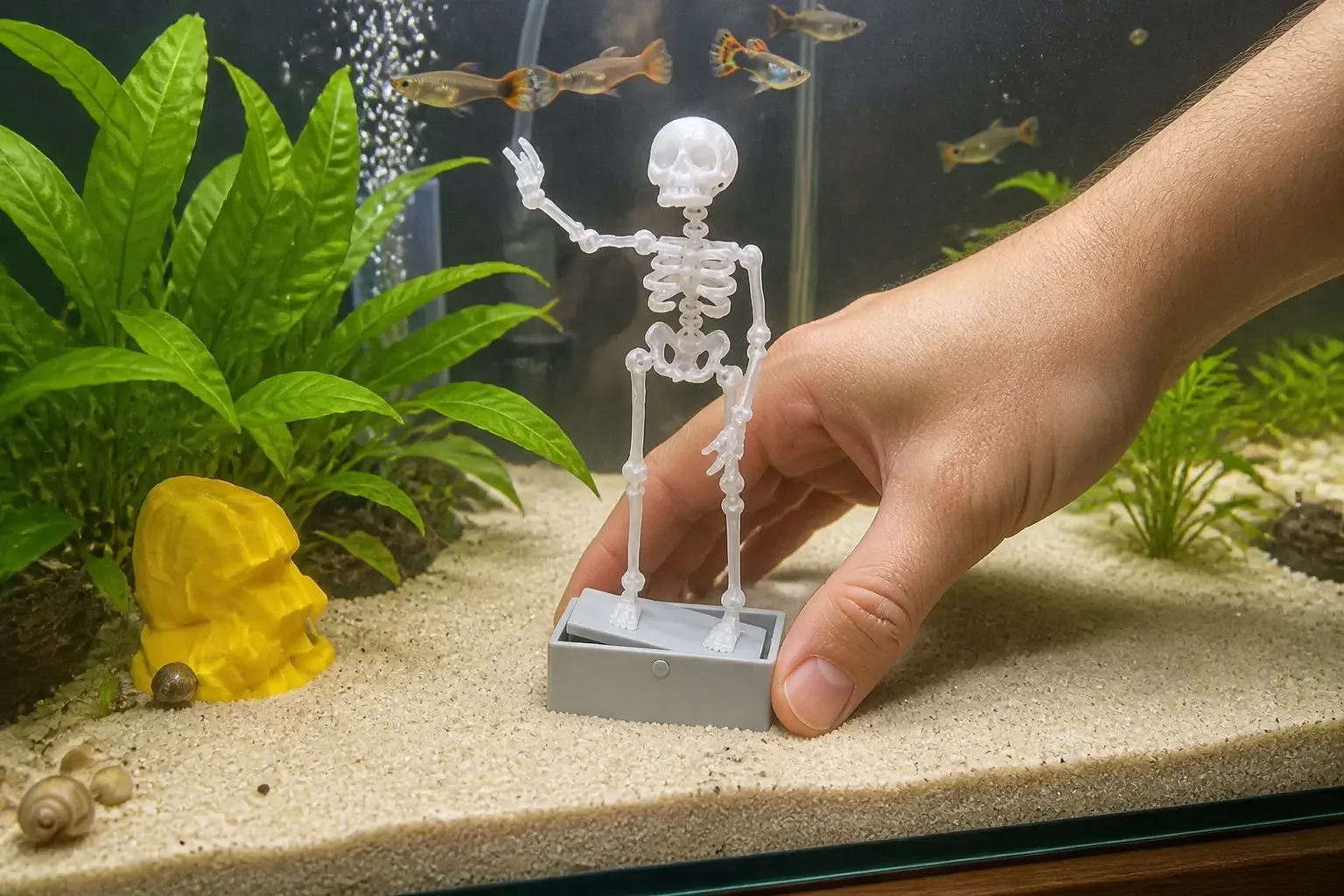 Sit the weighted base on the substrate