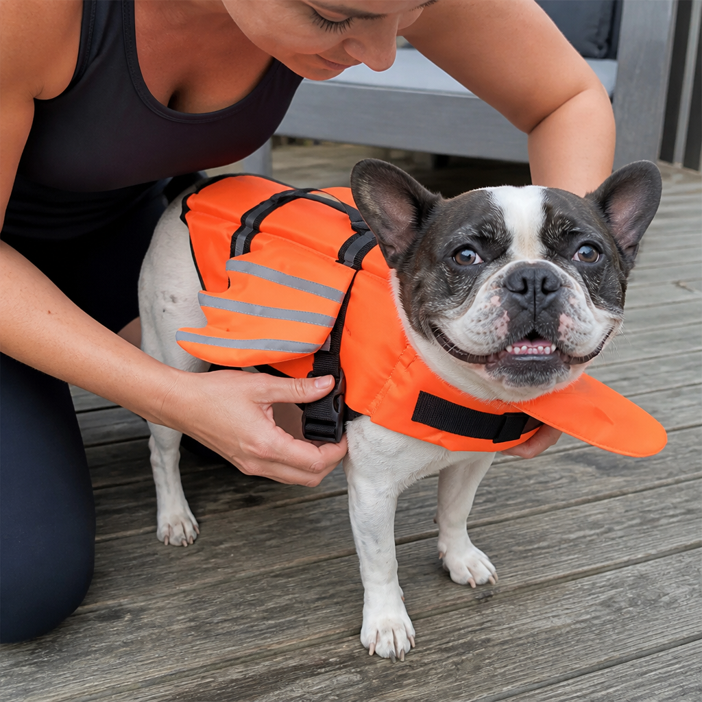 Priya S.'s dog in the Ventra jacket