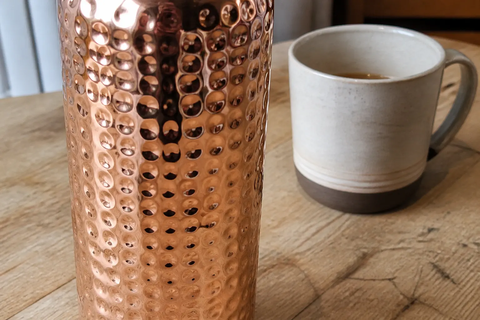 Hand-hammered copper surface