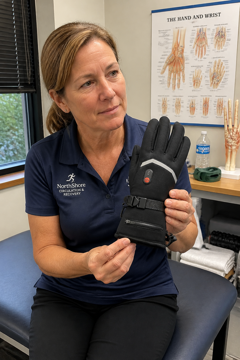 Circulation care clinician holding the Ventra heated glove