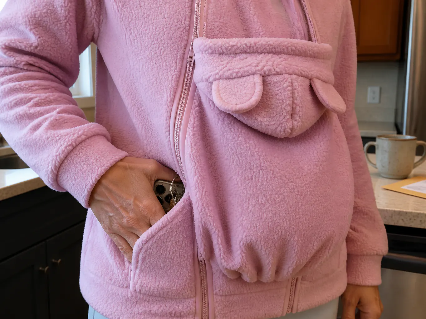 Close-up of the side hand pocket