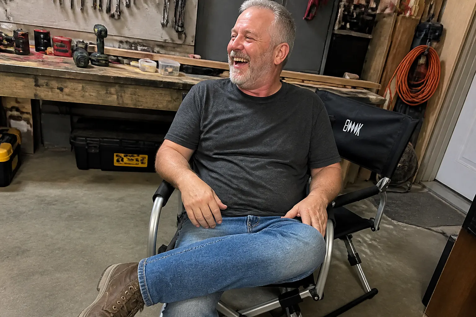 Ray P.'s chair outdoors