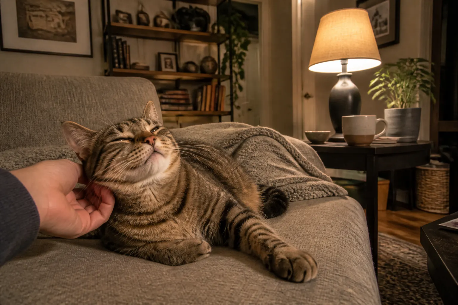 Cat blissed out under the silicone massage heads