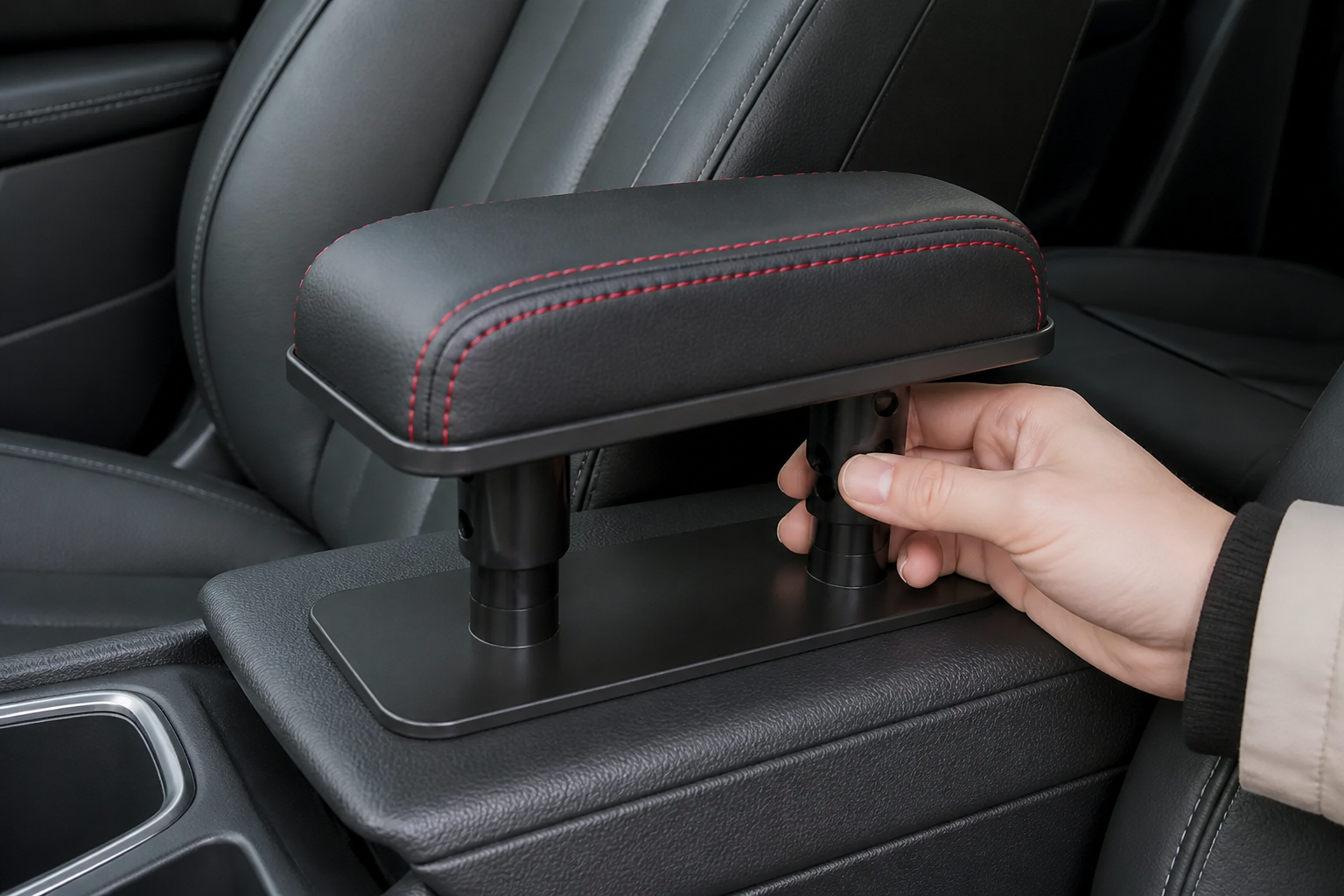 Ventra armrest styled in a clean modern car interior
