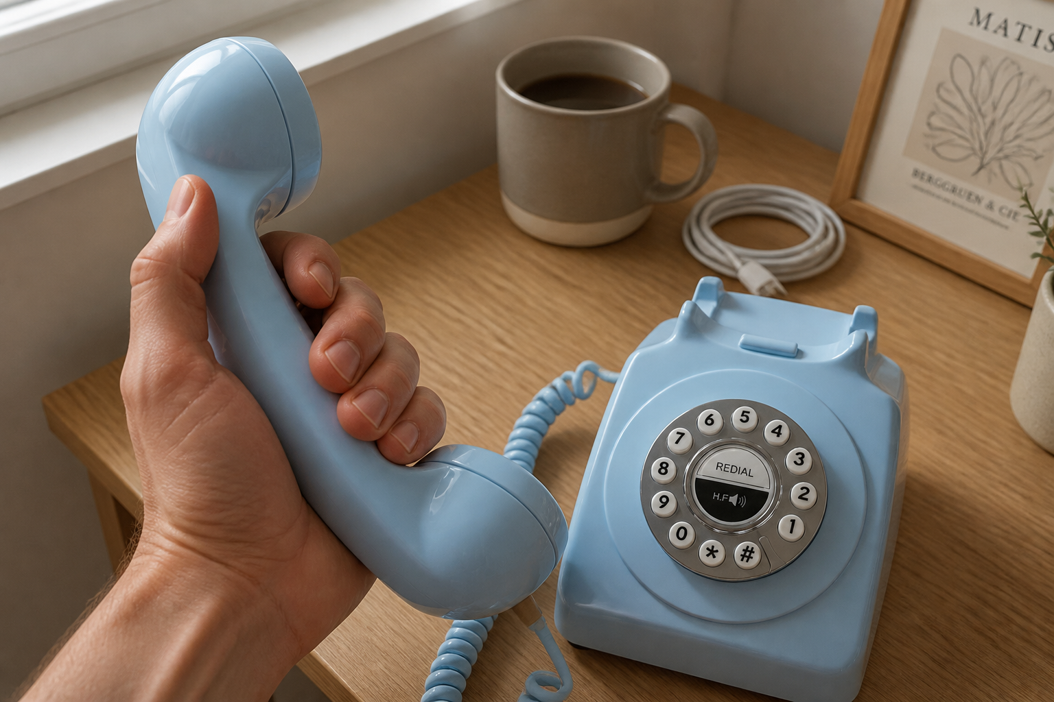 A real handset. No cramped hand against glass.