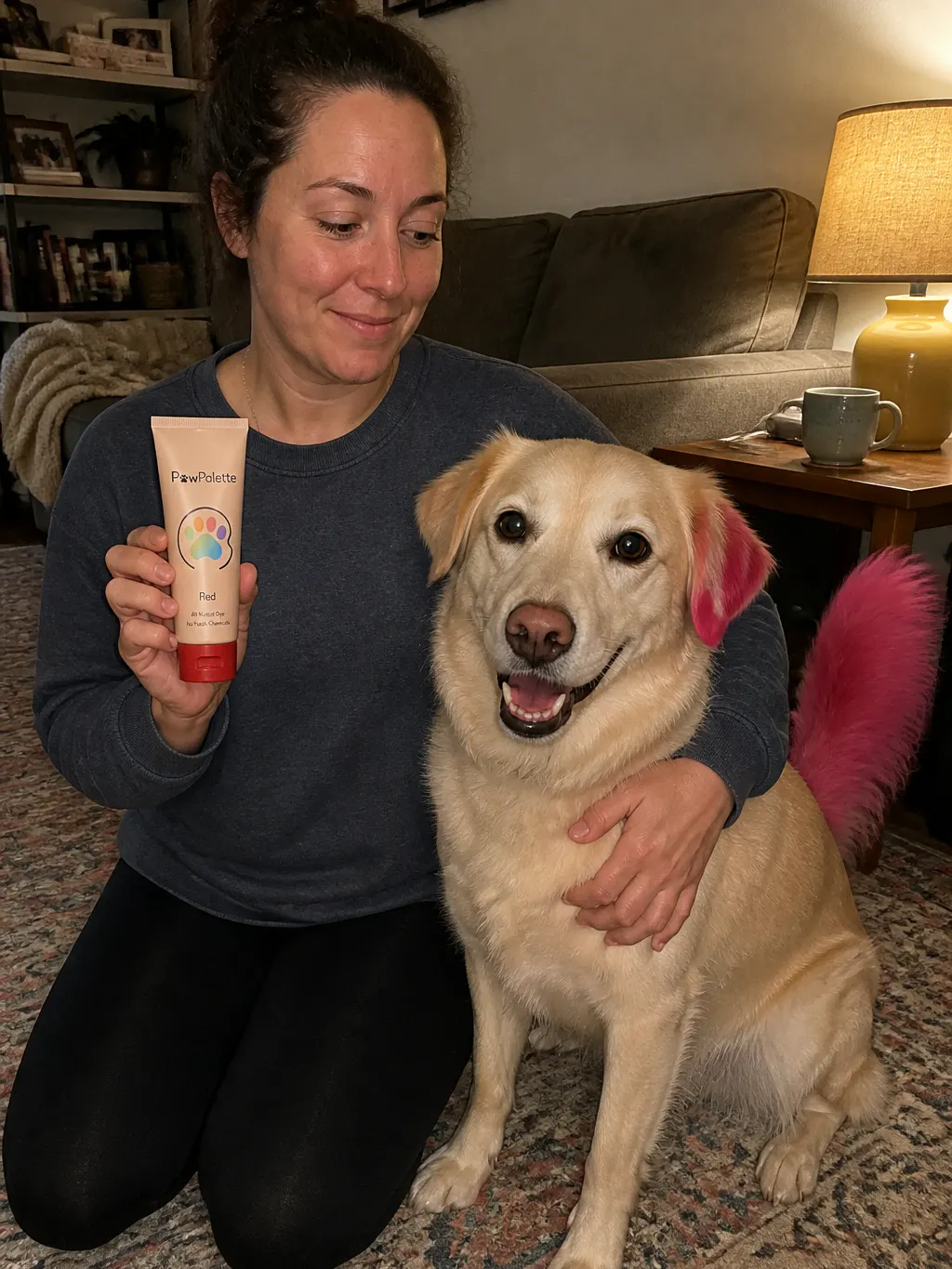 Customer video of a dog with colored fur