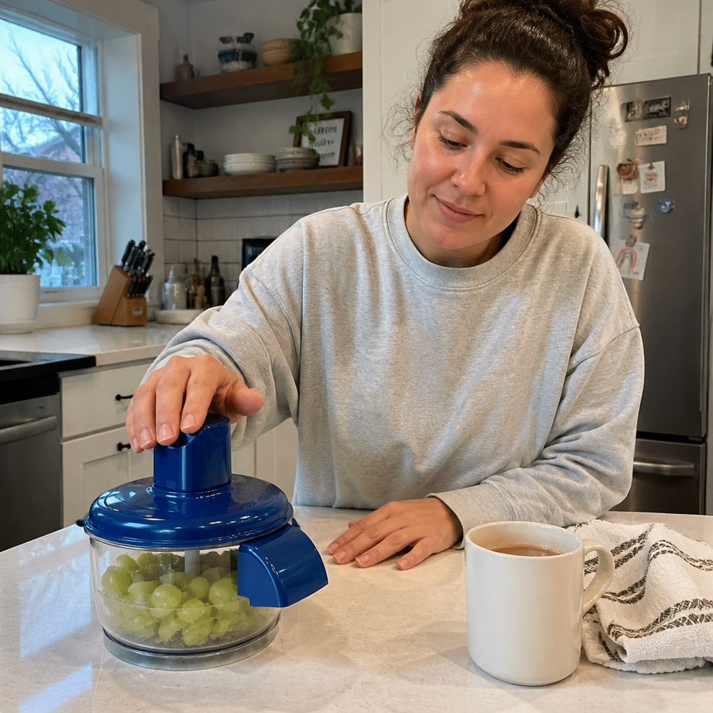 Grapes for your toddler, done before the coffee's cold