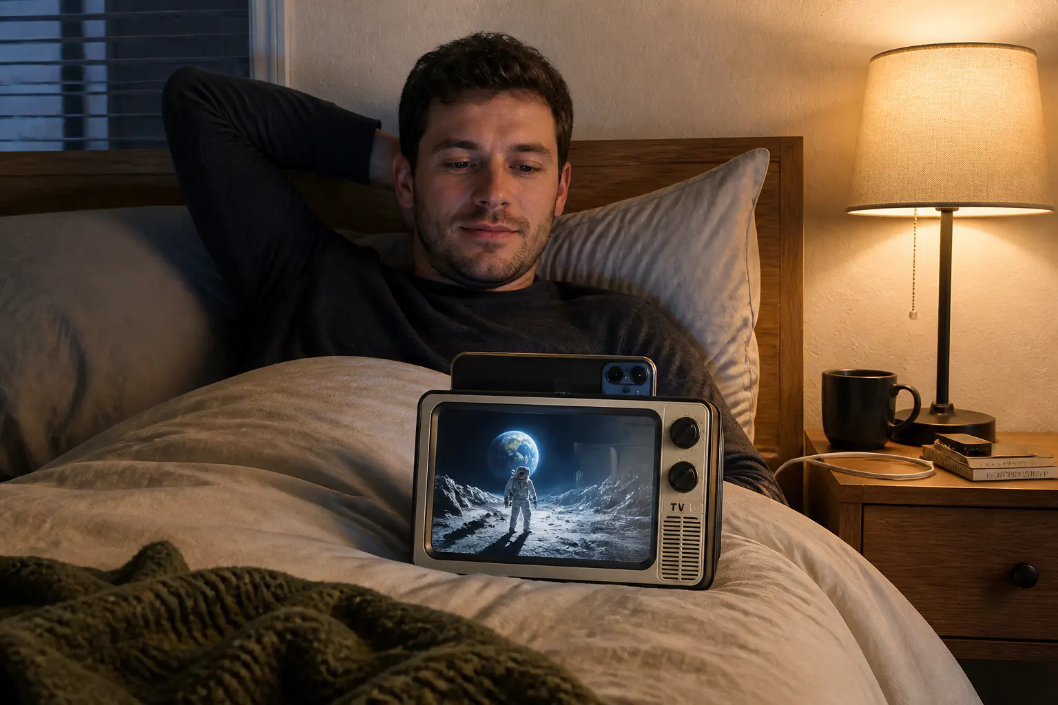 Movie in bed hands-free