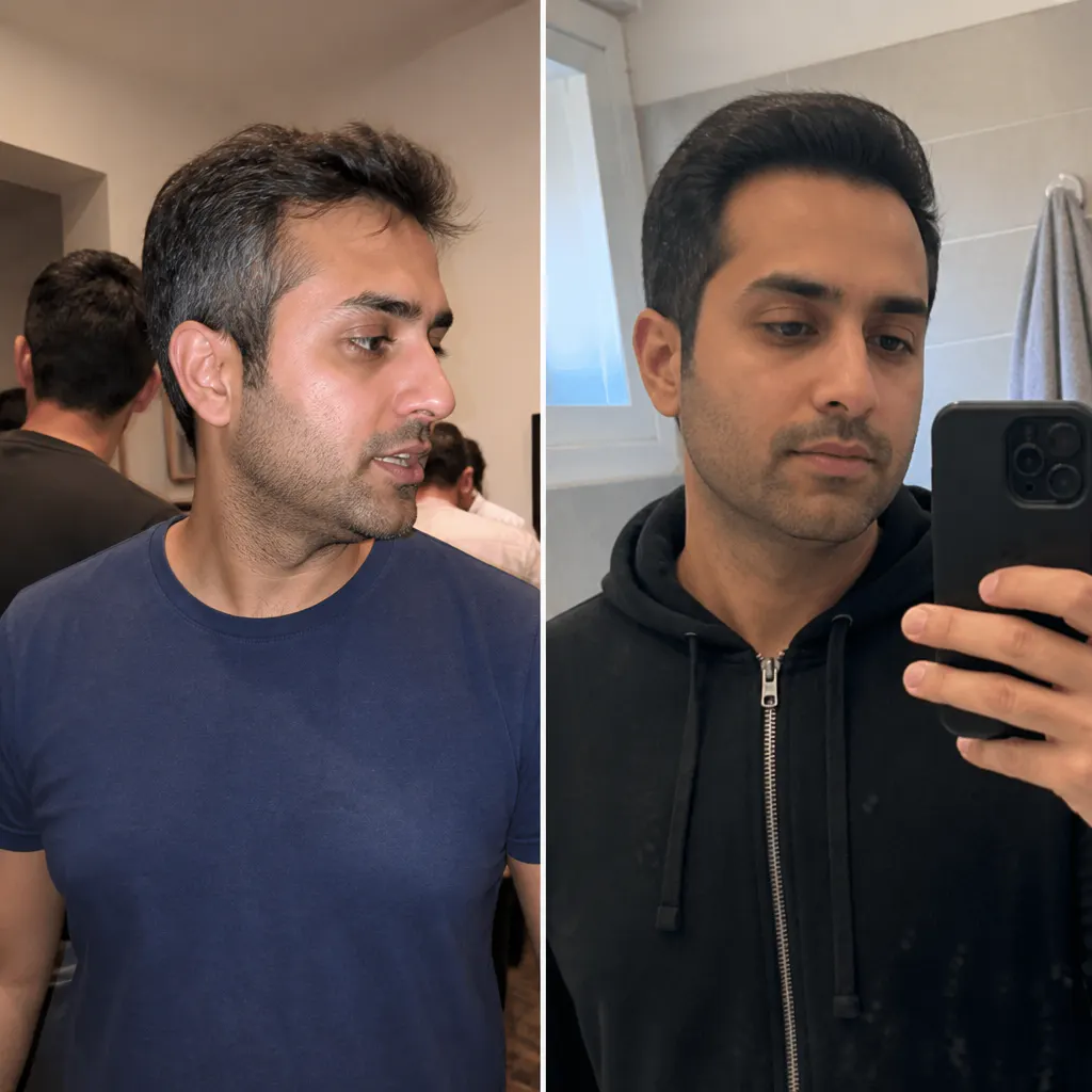 Before and after gray coverage - Marcus T., 52