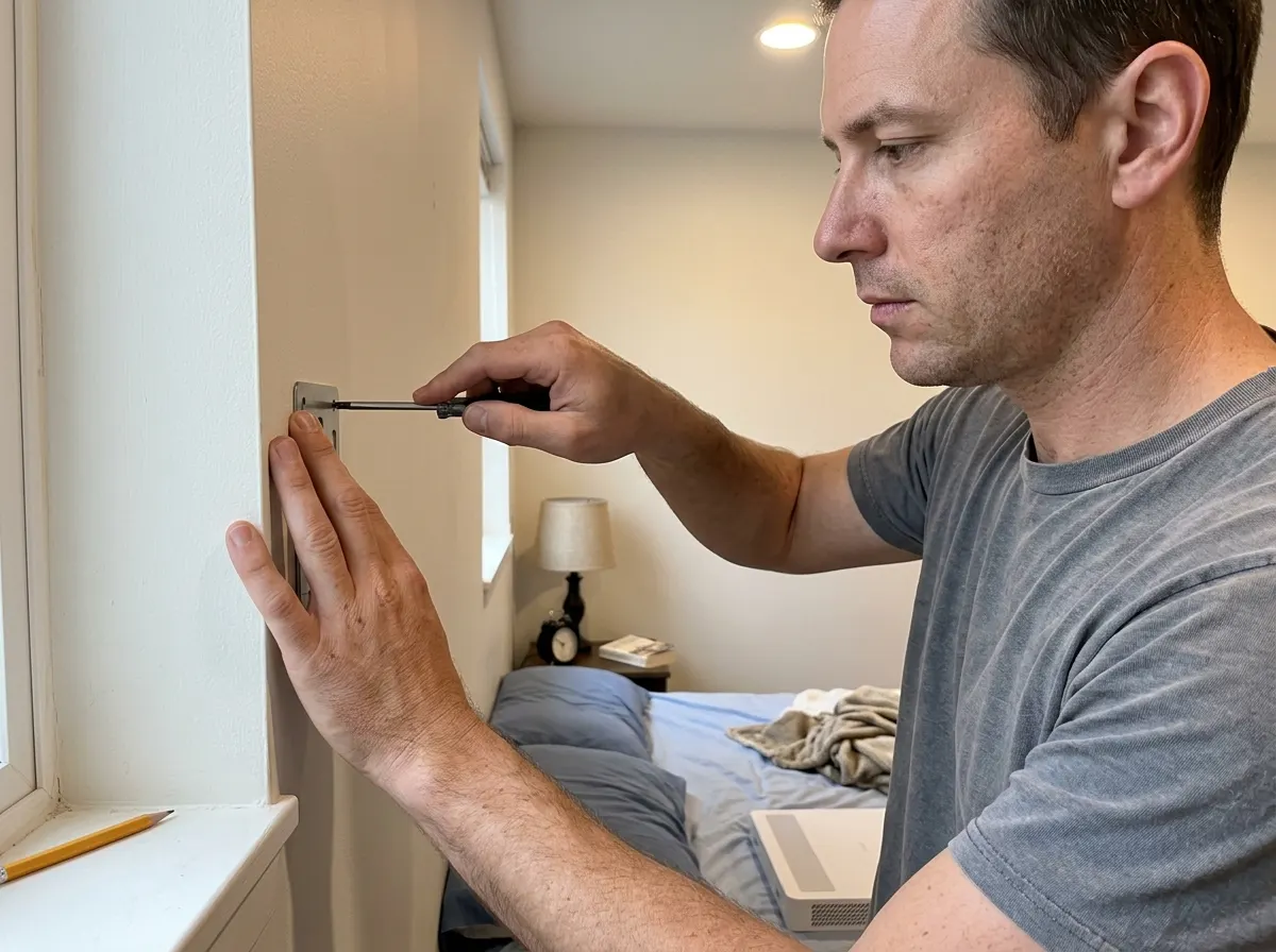 Wall bracket positioned on a bare painted interior wall