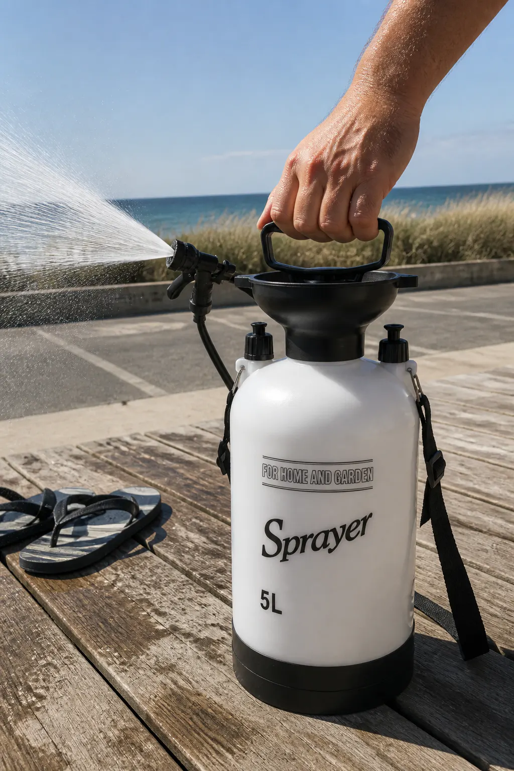 Hand pumping the tank plunger